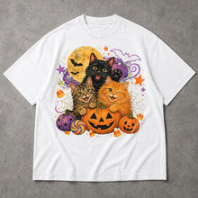 SF_COLOR=white; SF_ITEM=adult-t-shirt; SF_ROLE=main; Cute Halloween Kittens Pumpkins T-Shirt Spooky Night Stars Candy Corn Tee - White Adult T-Shirt product image