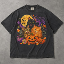 SF_COLOR=graphite; SF_ITEM=adult-t-shirt; SF_ROLE=main; Cute Halloween Kittens Pumpkins T-Shirt Spooky Night Stars Candy Corn Tee - Graphite Adult T-Shirt product image