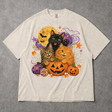 SF_COLOR=ivory; SF_ITEM=adult-t-shirt; SF_ROLE=gallery; Cute Halloween Kittens Pumpkins T-Shirt Spooky Night Stars Candy Corn Tee - Ivory Adult T-Shirt product image
