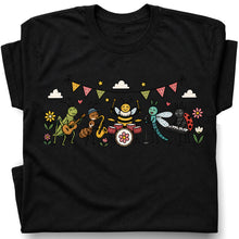SF_COLOR=black; SF_ITEM=adult-t-shirt; SF_ROLE=gallery; Cute Insect Band Playing Music Animals T-Shirt Funny Bug Musician Nature Tee - Black Adult T-Shirt product image