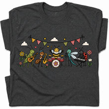 SF_COLOR=dark-heather; SF_ITEM=adult-t-shirt; SF_ROLE=gallery; Cute Insect Band Playing Music Animals T-Shirt Funny Bug Musician Nature Tee - Dark Heather Adult T-Shirt product image