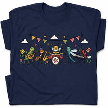 SF_COLOR=navy; SF_ITEM=adult-t-shirt; SF_ROLE=gallery; Cute Insect Band Playing Music Animals T-Shirt Funny Bug Musician Nature Tee - Navy Adult T-Shirt product image