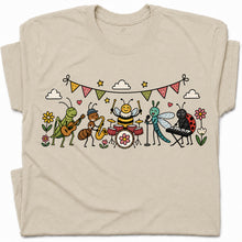 SF_COLOR=sand; SF_ITEM=adult-t-shirt; SF_ROLE=gallery; Cute Insect Band Playing Music Animals T-Shirt Funny Bug Musician Nature Tee - Sand Adult T-Shirt product image