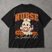SF_COLOR=black; SF_ITEM=adult-t-shirt; SF_ROLE=main; Cute Spooktacular Nurse RN T-Shirt Ghost Stethoscope Pumpkins Halloween Tee - Black Adult T-Shirt product image
