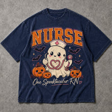 SF_COLOR=navy; SF_ITEM=adult-t-shirt; SF_ROLE=main; Cute Spooktacular Nurse RN T-Shirt Ghost Stethoscope Pumpkins Halloween Tee - Navy Adult T-Shirt product image