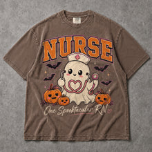 SF_COLOR=sport-grey|espresso; SF_ITEM=adult-t-shirt; SF_ROLE=main; Cute Spooktacular Nurse RN T-Shirt Ghost Stethoscope Pumpkins Halloween Tee - Sport Grey, Espresso Adult T-Shirt product image