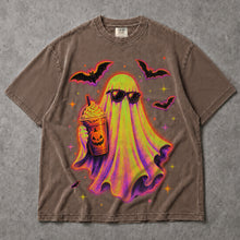 SF_COLOR=sport-grey|espresso; SF_ITEM=adult-t-shirt; SF_ROLE=main; Cute Spooky Ghost Iced Coffee T-Shirt Sunglasses Halloween Autumn Vibes Tee - Sport Grey, Espresso Adult T-Shirt product image