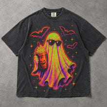 SF_COLOR=graphite; SF_ITEM=adult-t-shirt; SF_ROLE=main; Cute Spooky Ghost Iced Coffee T-Shirt Sunglasses Halloween Autumn Vibes Tee - Graphite Adult T-Shirt product image