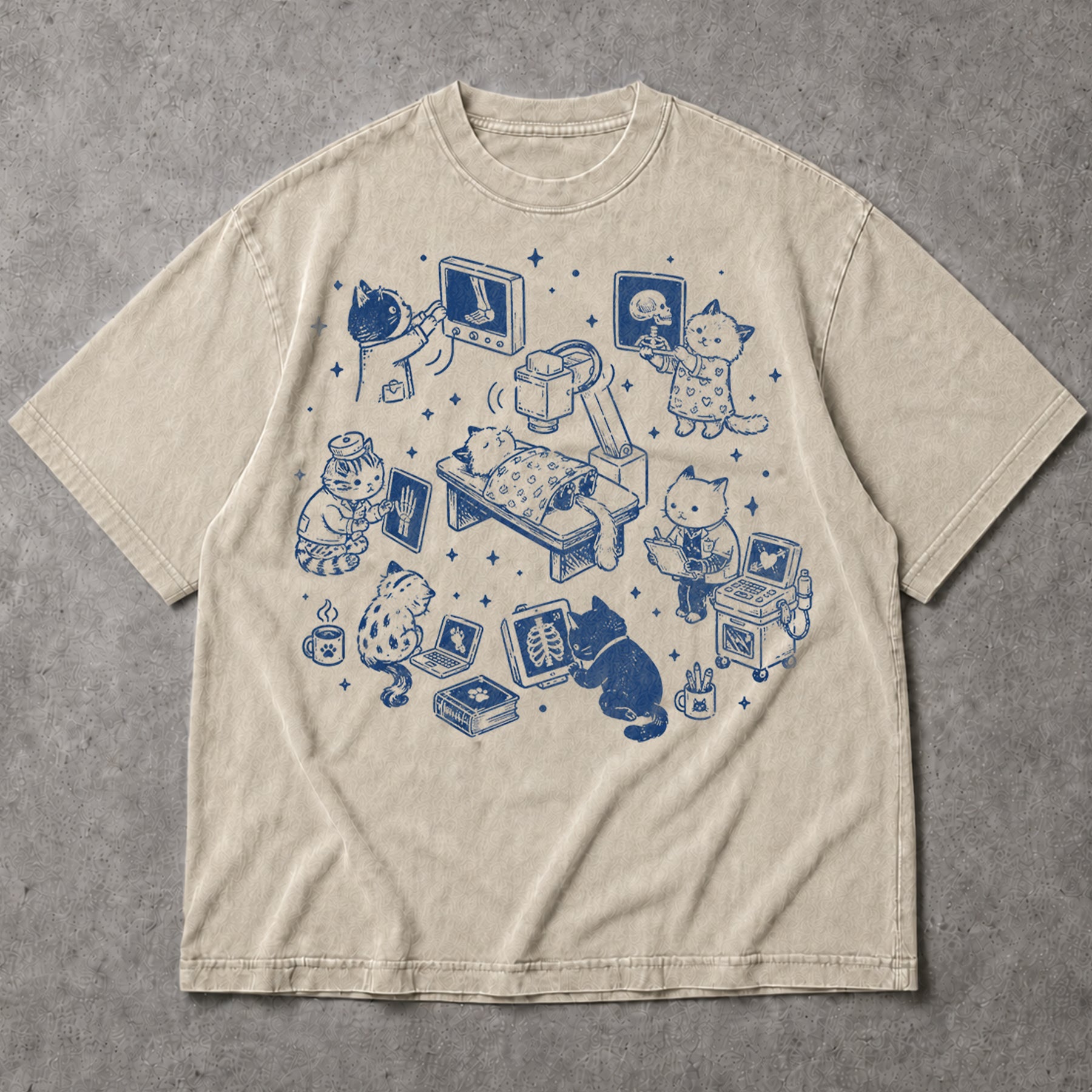 SF_COLOR=sand; SF_ITEM=adult-t-shirt; SF_ROLE=main; Cute Veterinary Cats X-Ray Tech T-Shirt Radiology Medical Animal Hospital Tee - Sand Adult T-Shirt product image