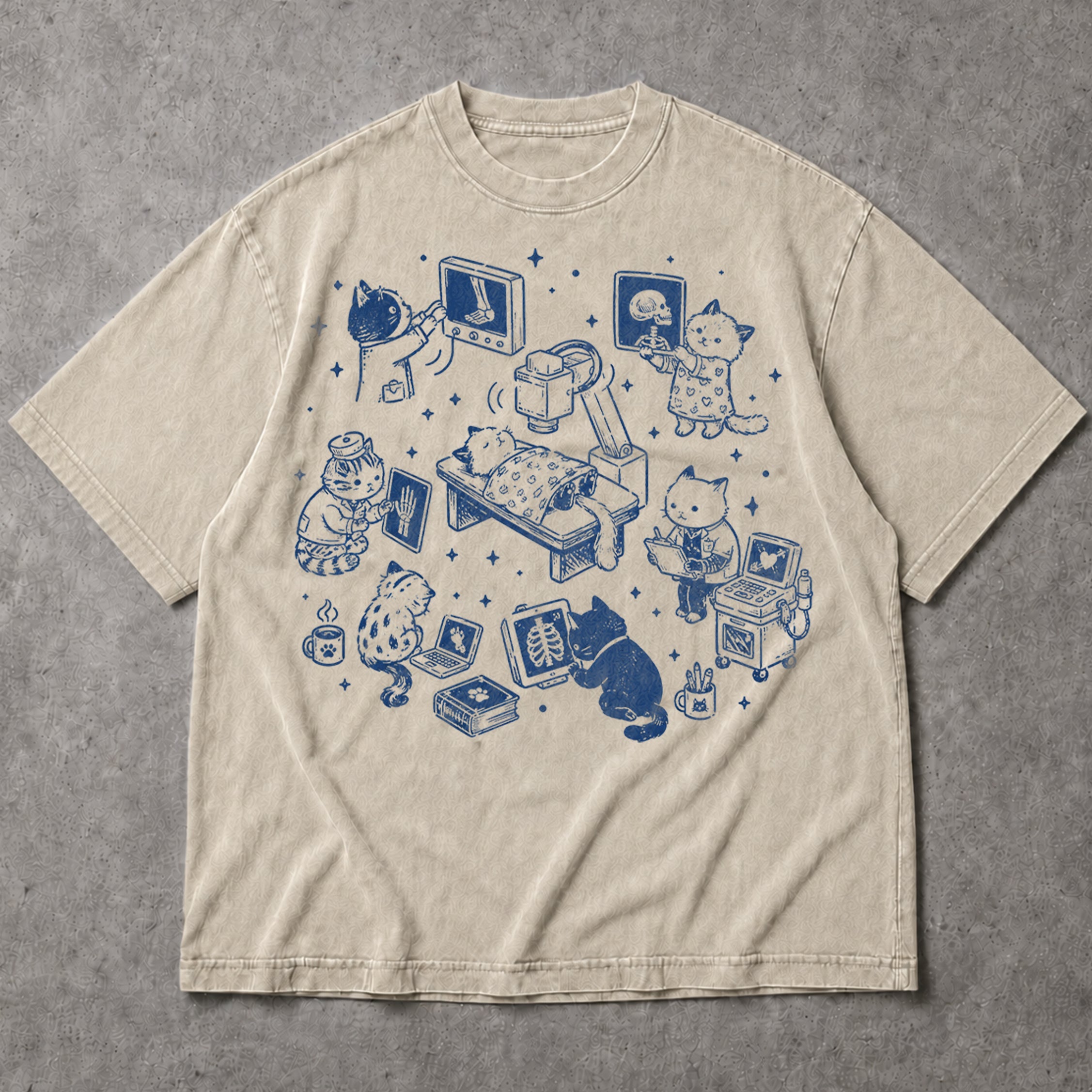 SF_COLOR=sand; SF_ITEM=adult-t-shirt; SF_ROLE=main; Cute Veterinary Cats X-Ray Tech T-Shirt Radiology Medical Animal Hospital Tee - Sand Adult T-Shirt product image