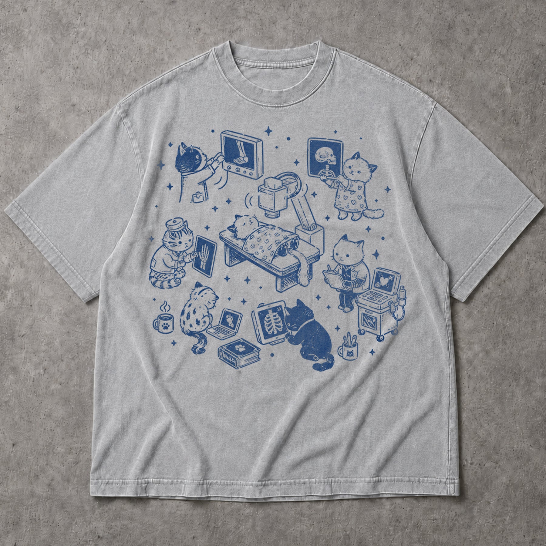SF_COLOR=sport-grey; SF_ITEM=adult-t-shirt; SF_ROLE=main; Cute Veterinary Cats X-Ray Tech T-Shirt Radiology Medical Animal Hospital Tee - Sport Grey Adult T-Shirt product image