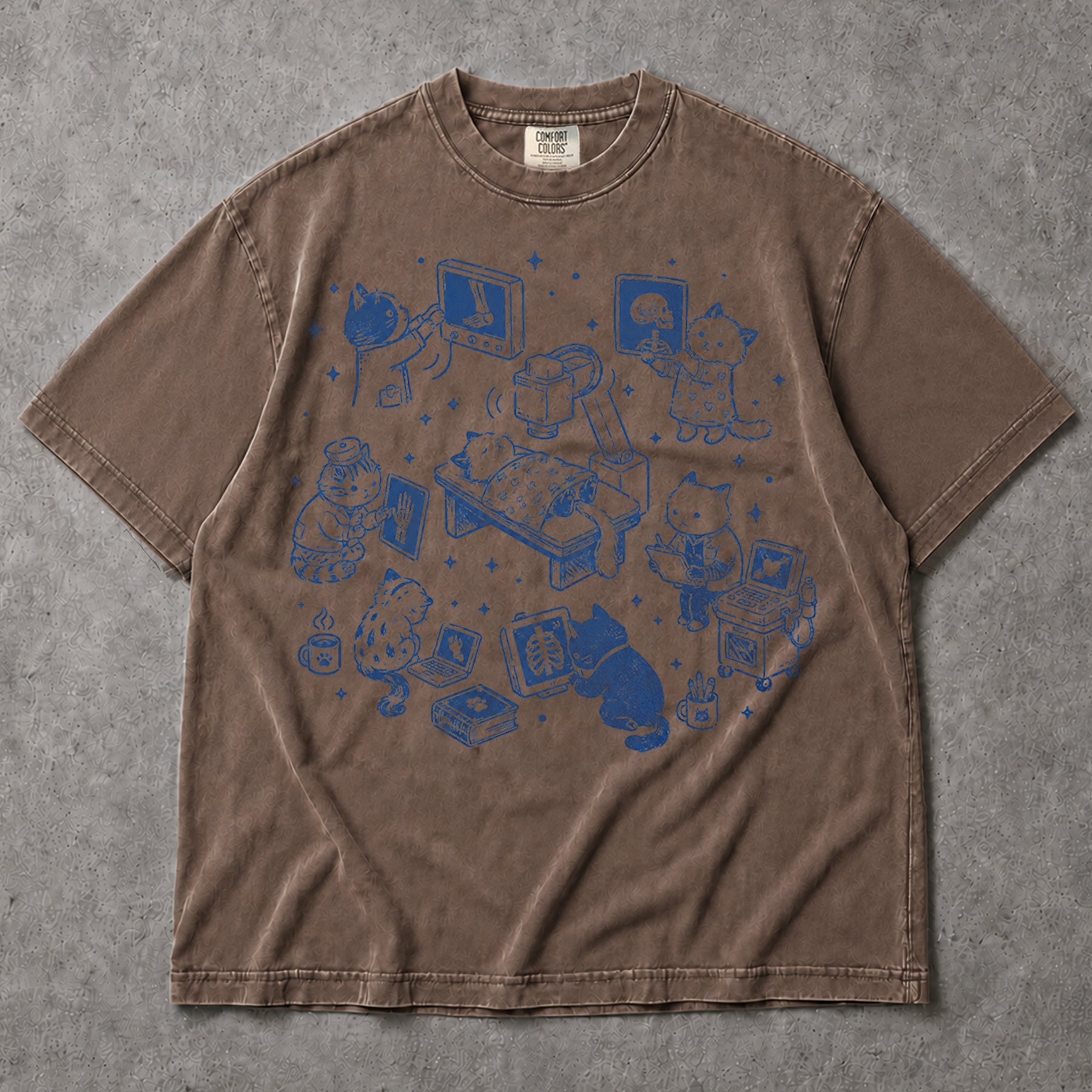 SF_COLOR=sport-grey|espresso; SF_ITEM=adult-t-shirt; SF_ROLE=main; Cute Veterinary Cats X-Ray Tech T-Shirt Radiology Medical Animal Hospital Tee - Sport Grey, Espresso Adult T-Shirt product image