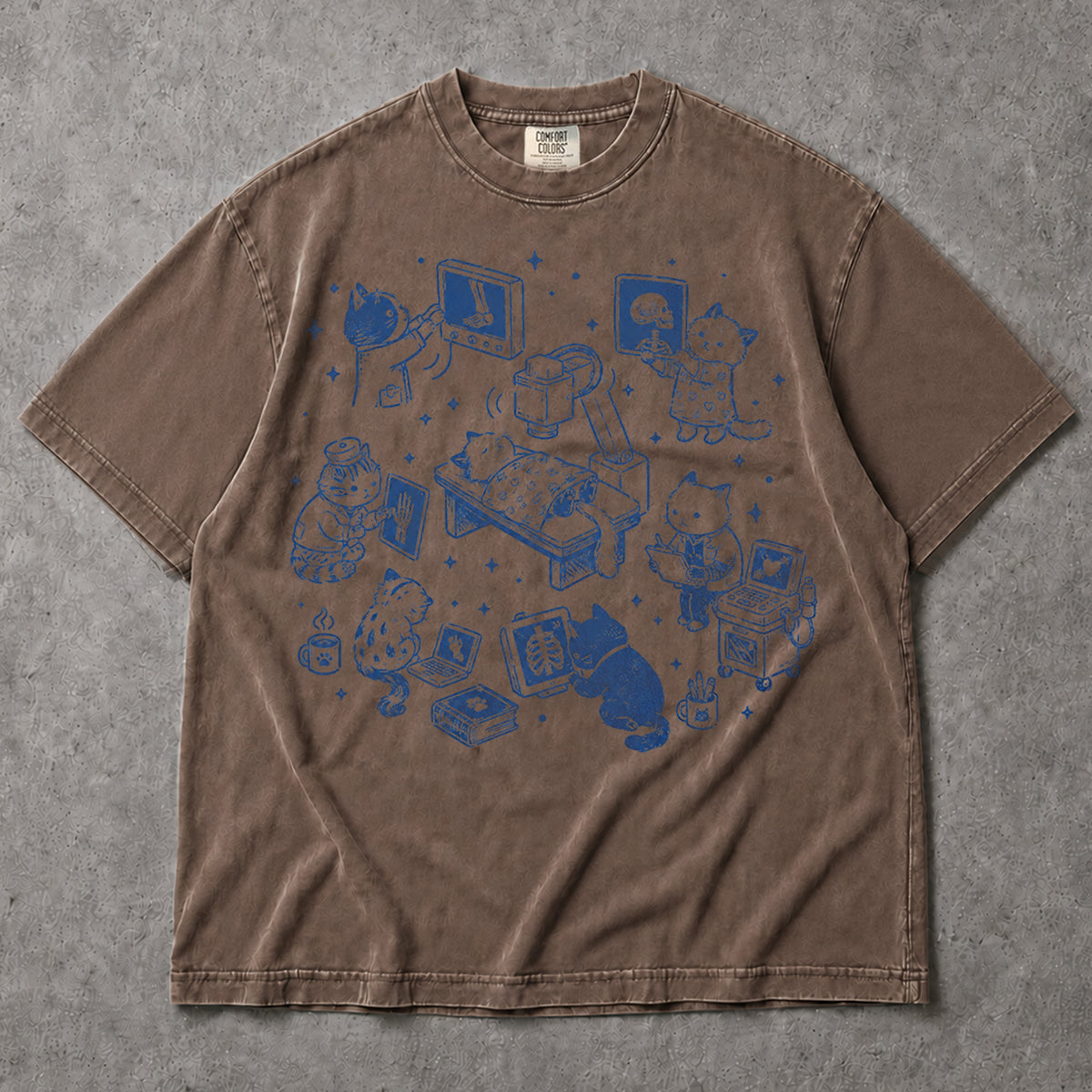 SF_COLOR=sport-grey|espresso; SF_ITEM=adult-t-shirt; SF_ROLE=main; Cute Veterinary Cats X-Ray Tech T-Shirt Radiology Medical Animal Hospital Tee - Sport Grey, Espresso Adult T-Shirt product image
