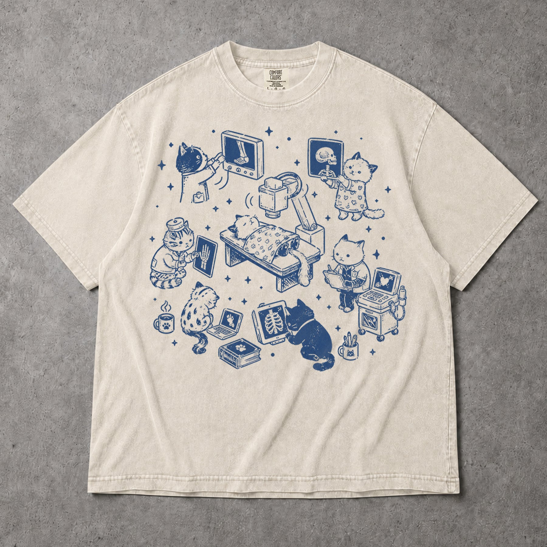 SF_COLOR=ivory; SF_ITEM=adult-t-shirt; SF_ROLE=gallery; Cute Veterinary Cats X-Ray Tech T-Shirt Radiology Medical Animal Hospital Tee - Ivory Adult T-Shirt product image