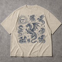 SF_COLOR=sand; SF_ITEM=adult-t-shirt; SF_ROLE=main; Dark Fantasy Dragons Sun Moon T-Shirt Gothic Medieval Creature Illustration Tee - Sand Adult T-Shirt product image