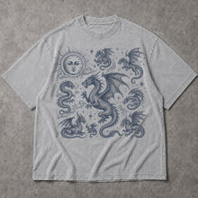 SF_COLOR=sport-grey; SF_ITEM=adult-t-shirt; SF_ROLE=main; Dark Fantasy Dragons Sun Moon T-Shirt Gothic Medieval Creature Illustration Tee - Sport Grey Adult T-Shirt product image