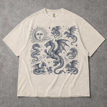 SF_COLOR=ivory; SF_ITEM=adult-t-shirt; SF_ROLE=gallery; Dark Fantasy Dragons Sun Moon T-Shirt Gothic Medieval Creature Illustration Tee - Ivory Adult T-Shirt product image
