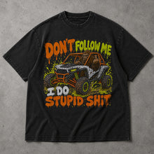 SF_COLOR=black; SF_ITEM=adult-t-shirt; SF_ROLE=main; Dont Follow Me I Do Stupid Shit T-Shirt Bigfoot Off Road Buggy Racing Tee - Black Adult T-Shirt product image