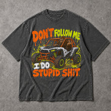 SF_COLOR=dark-heather; SF_ITEM=adult-t-shirt; SF_ROLE=main; Dont Follow Me I Do Stupid Shit T-Shirt Bigfoot Off Road Buggy Racing Tee - Dark Heather Adult T-Shirt product image