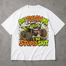 SF_COLOR=white; SF_ITEM=adult-t-shirt; SF_ROLE=main; Dont Follow Me I Do Stupid Shit T-Shirt Funny ATV Quad Mud Bogging Off Road Tee - White Adult T-Shirt product image