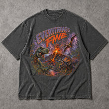 SF_COLOR=dark-heather; SF_ITEM=adult-t-shirt; SF_ROLE=main; Everythings Fine T-Rex Volcano T-Shirt Dinosaurs Meteor Strike Funny Tee - Dark Heather Adult T-Shirt product image