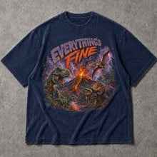 SF_COLOR=navy; SF_ITEM=adult-t-shirt; SF_ROLE=main; Everythings Fine T-Rex Volcano T-Shirt Dinosaurs Meteor Strike Funny Tee - Navy Adult T-Shirt product image