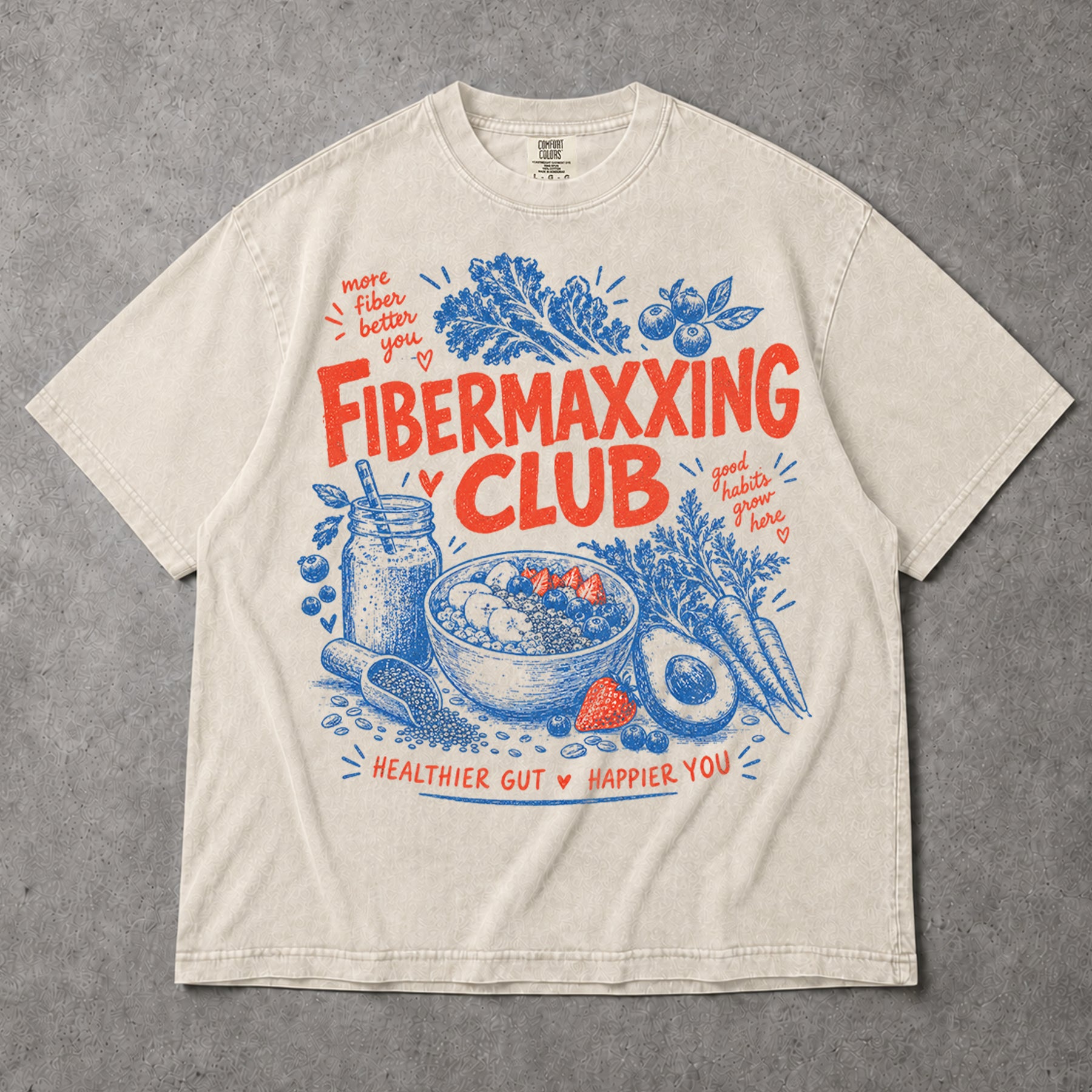 SF_COLOR=ivory; SF_ITEM=adult-t-shirt; SF_ROLE=gallery; Fibermaxxing Club T-Shirt Healthier Gut Happier You Funny Diet Nutrition Tee - Ivory Adult T-Shirt product image