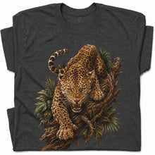 SF_COLOR=dark-heather; SF_ITEM=adult-t-shirt; SF_ROLE=gallery; Fierce Leopard Roaring On Jungle Branchss T-Shirt Wild Animal Tee - Dark Heather Adult T-Shirt product image