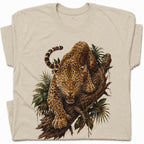 SF_COLOR=sand; SF_ITEM=adult-t-shirt; SF_ROLE=gallery; Fierce Leopard Roaring On Jungle Branchss T-Shirt Wild Animal Tee - Sand Adult T-Shirt product image