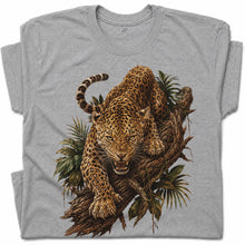 SF_COLOR=sport-grey; SF_ITEM=adult-t-shirt; SF_ROLE=gallery; Fierce Leopard Roaring On Jungle Branchss T-Shirt Wild Animal Tee - Sport Grey Adult T-Shirt product image