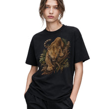 SF_COLOR=black; SF_ITEM=adult-t-shirt; SF_ROLE=gallery; Fierce Leopard Roaring On Jungle Branchss T-Shirt Wild Animal Tee - Black Adult T-Shirt product image