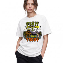 SF_COLOR=white; SF_ITEM=adult-t-shirt; SF_ROLE=gallery; Fish Around Find Trout T-Shirt Comic Bigfoot Fishing Sasquatch Outdoors Tee - White Adult T-Shirt product image