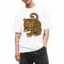 SF_COLOR=white; SF_ITEM=adult-t-shirt; SF_ROLE=main; Floral Leopard Snarling Pose T-Shirt Bold Jungle Cat Wildlife Tee - White Adult T-Shirt product image