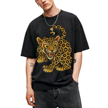 SF_COLOR=black; SF_ITEM=adult-t-shirt; SF_ROLE=main; Floral Leopard Snarling Pose T-Shirt Bold Jungle Cat Wildlife Tee - Black Adult T-Shirt product image