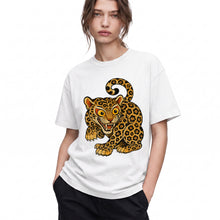 SF_COLOR=white; SF_ITEM=adult-t-shirt; SF_ROLE=gallery; Floral Leopard Snarling Pose T-Shirt Bold Jungle Cat Wildlife Tee - White Adult T-Shirt product image