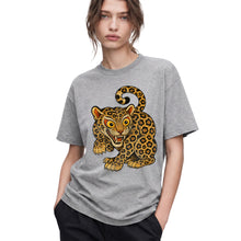 SF_COLOR=sport-grey; SF_ITEM=adult-t-shirt; SF_ROLE=gallery; Floral Leopard Snarling Pose T-Shirt Bold Jungle Cat Wildlife Tee - Sport Grey Adult T-Shirt product image