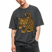 SF_COLOR=dark-heather; SF_ITEM=adult-t-shirt; SF_ROLE=main; Floral Leopard Snarling Pose T-Shirt Bold Jungle Cat Wildlife Tee - Dark Heather Adult T-Shirt product image