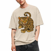 SF_COLOR=sand; SF_ITEM=adult-t-shirt; SF_ROLE=main; Floral Leopard Snarling Pose T-Shirt Bold Jungle Cat Wildlife Tee - Sand Adult T-Shirt product image