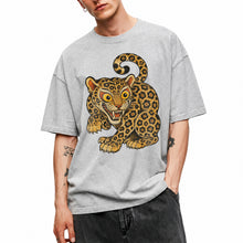 SF_COLOR=sport-grey; SF_ITEM=adult-t-shirt; SF_ROLE=main; Floral Leopard Snarling Pose T-Shirt Bold Jungle Cat Wildlife Tee - Sport Grey Adult T-Shirt product image