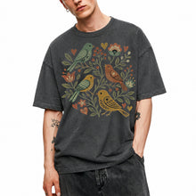 SF_COLOR=dark-heather; SF_ITEM=adult-t-shirt; SF_ROLE=main; Folk Art Birds Flowers Hearts Vintage Style T-Shirt Bird Lover Botanical Tee - Dark Heather Adult T-Shirt product image