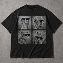 SF_COLOR=black; SF_ITEM=adult-t-shirt; SF_ROLE=main; Four Cheetahs With Sunglasses T-Shirt Funny Safari Animal Humor Pop Art Apparel - Black Adult T-Shirt product image