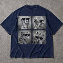 SF_COLOR=navy; SF_ITEM=adult-t-shirt; SF_ROLE=main; Four Cheetahs With Sunglasses T-Shirt Funny Safari Animal Humor Pop Art Apparel - Navy Adult T-Shirt product image