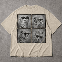 SF_COLOR=sand; SF_ITEM=adult-t-shirt; SF_ROLE=main; Four Cheetahs With Sunglasses T-Shirt Funny Safari Animal Humor Pop Art Apparel - Sand Adult T-Shirt product image