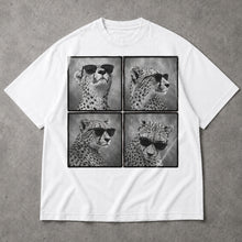 SF_COLOR=white; SF_ITEM=adult-t-shirt; SF_ROLE=main; Four Cheetahs With Sunglasses T-Shirt Funny Safari Animal Humor Pop Art Apparel - White Adult T-Shirt product image