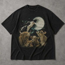 SF_COLOR=black; SF_ITEM=adult-t-shirt; SF_ROLE=main; Funny Cow Licking Moon T-Shirt Surreal Space Astronomy Farm Animal Humor Tee - Black Adult T-Shirt product image