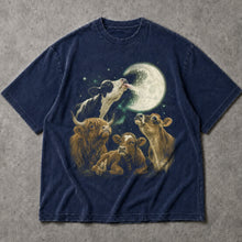 SF_COLOR=navy; SF_ITEM=adult-t-shirt; SF_ROLE=main; Funny Cow Licking Moon T-Shirt Surreal Space Astronomy Farm Animal Humor Tee - Navy Adult T-Shirt product image
