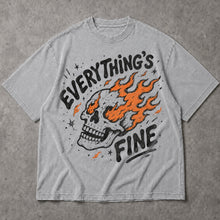 SF_COLOR=sport-grey; SF_ITEM=adult-t-shirt; SF_ROLE=main; Funny Everythings Fine Burning Skull T-Shirt Sarcastic Goth Dark Humor Tee - Sport Grey Adult T-Shirt product image
