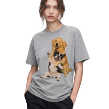 SF_COLOR=sport-grey; SF_ITEM=adult-t-shirt; SF_ROLE=gallery; Funny Golden Retriever Hugging Boston Terrier Dogss T-Shirt Pet Tee - Sport Grey Adult T-Shirt product image