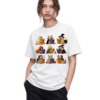 SF_COLOR=white; SF_ITEM=adult-t-shirt; SF_ROLE=gallery; Funny Halloween Dogs Reading T-Shirt Spooky Puppy Costumes Retro Comic Apparel - White Adult T-Shirt product image