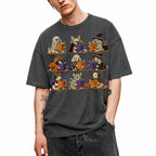 SF_COLOR=dark-heather; SF_ITEM=adult-t-shirt; SF_ROLE=gallery; Funny Halloween Dogs Reading T-Shirt Spooky Puppy Costumes Retro Comic Apparel - Dark Heather Adult T-Shirt product image